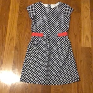 Girls navy patterned dress